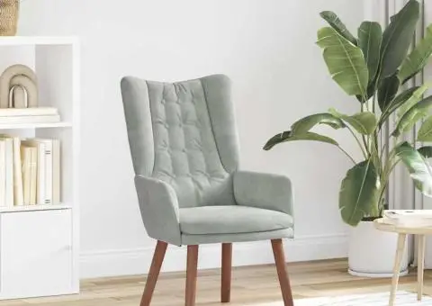 Scaun relaxant Gri deschis Catifea - 1/5