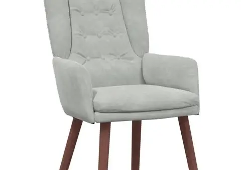 Scaun relaxant Gri deschis Catifea - 2/5