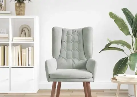 Scaun relaxant Gri deschis Catifea - 3/5