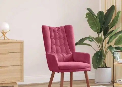 scaun relaxant roșu vin din catifea - 1/5