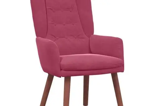scaun relaxant roșu vin din catifea - 2/5