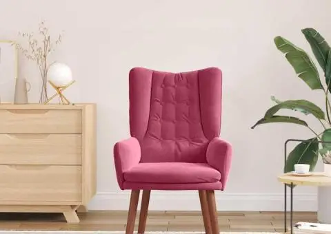 scaun relaxant roșu vin din catifea - 3/5