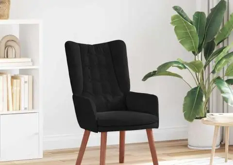 Scaun Relaxant Catifea Neagră - 1/5