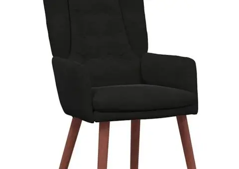Scaun Relaxant Catifea Neagră - 2/5