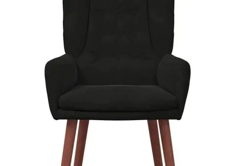 Scaun Relaxant Catifea Neagră - 4/5