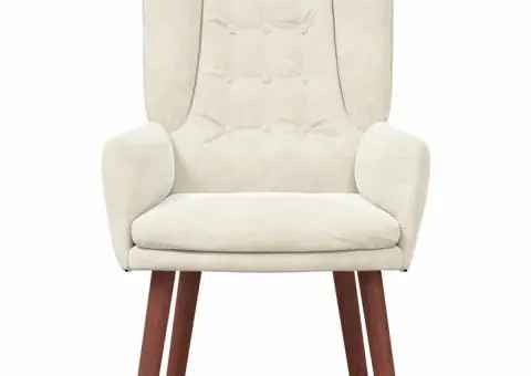 Scaun de relaxare din catifea crem - 4/5