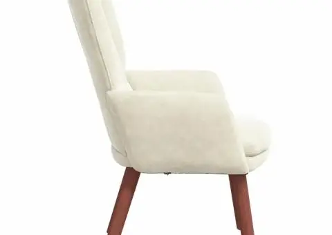 Scaun de relaxare din catifea crem - 5/5