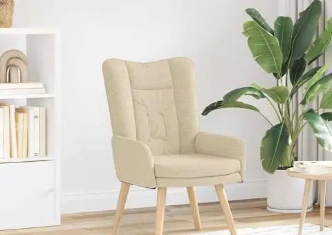 Fotoliu de relaxare, crem, textil - 1/5