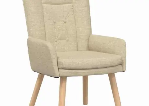 Fotoliu de relaxare, crem, textil - 2/5