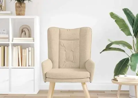 Fotoliu de relaxare, crem, textil - 3/5