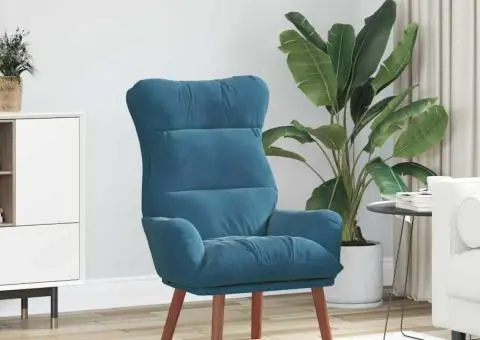 fotoliu relaxant din velur albastru - 1/5