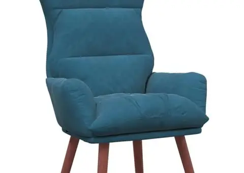 fotoliu relaxant din velur albastru - 2/5