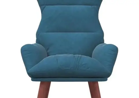 fotoliu relaxant din velur albastru - 4/5