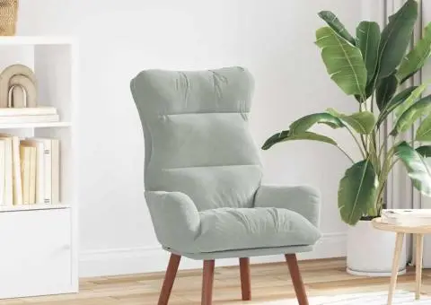 Fotoliu relaxant din catifea gri deschis - 1/5