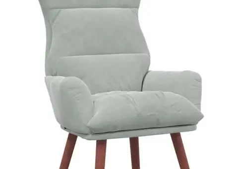 Fotoliu relaxant din catifea gri deschis - 2/5