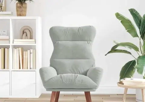 Fotoliu relaxant din catifea gri deschis - 3/5