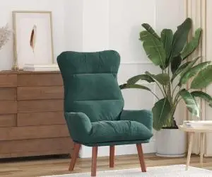 Scaun relaxant din catifea verde închis