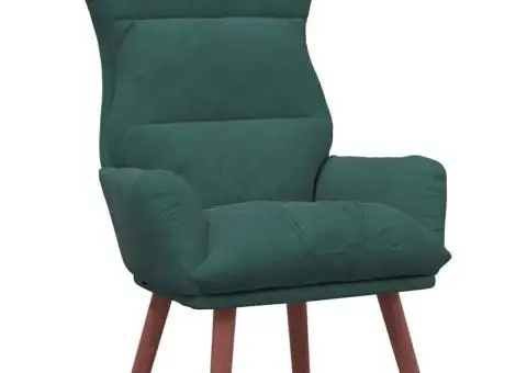 Scaun relaxant din catifea verde închis - 2/5