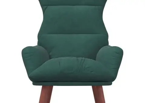 Scaun relaxant din catifea verde închis - 4/5