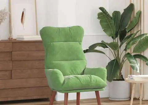 Fotoliu relaxant din velur verde deschis - 1/5