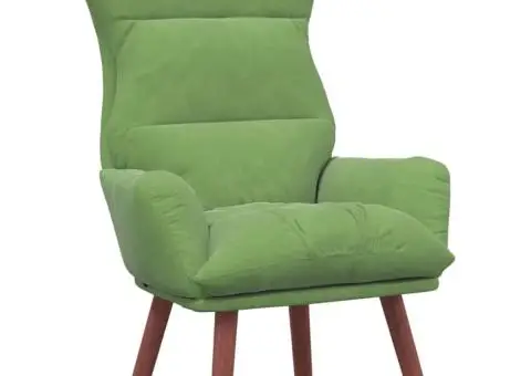 Fotoliu relaxant din velur verde deschis - 2/5