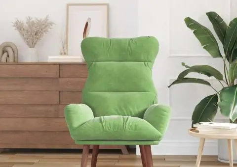 Fotoliu relaxant din velur verde deschis - 3/5