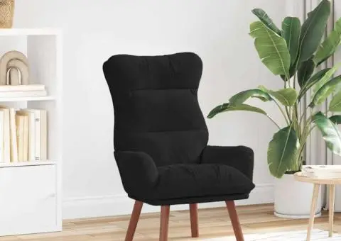 Scaun de Relaxare Catifea Neagră - 1/5