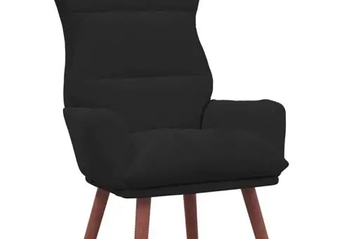 Scaun de Relaxare Catifea Neagră - 2/5