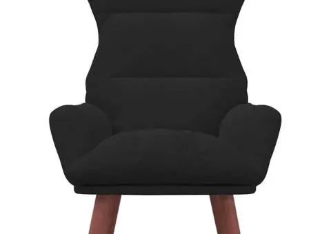 Scaun de Relaxare Catifea Neagră - 4/5