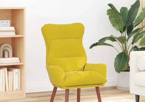 Scaun Relaxant Catifea Galbenă - 1/5
