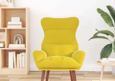 Scaun Relaxant Catifea Galbenă - 3/5