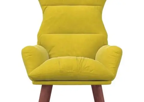 Scaun Relaxant Catifea Galbenă - 4/5