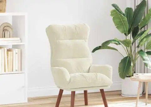 Scaun Relaxare Crem Catifea - 1/5