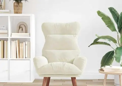 Scaun Relaxare Crem Catifea - 3/5