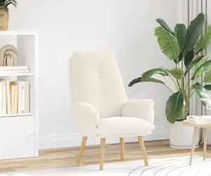 vidaXL Cea mai tare fotoliu relaxant din stofă asemănătoare lânii crem