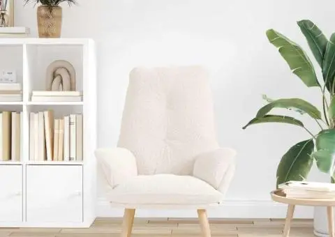 Cea mai tare fotoliu relaxant din stofă asemănătoare lânii crem - 3/5