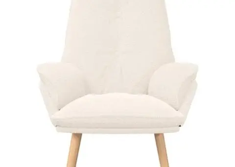 Cea mai tare fotoliu relaxant din stofă asemănătoare lânii crem - 4/5