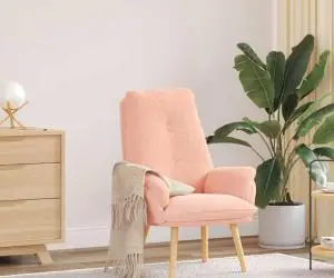 vidaXL Scaun relaxant roz din țesătură asemănătoare lânii