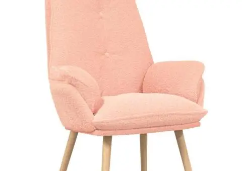Scaun relaxant roz din țesătură asemănătoare lânii - 2/5