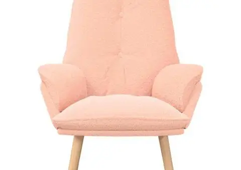 Scaun relaxant roz din țesătură asemănătoare lânii - 4/5