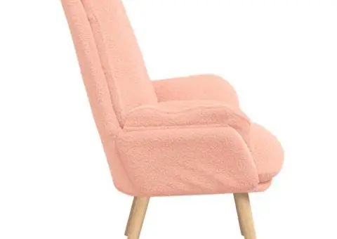 Scaun relaxant roz din țesătură asemănătoare lânii - 5/5