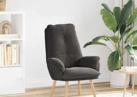 Fotoliu relaxant gri închis din țesătură asemănătoare lânii - 1/5