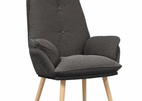 Fotoliu relaxant gri închis din țesătură asemănătoare lânii - 2/5