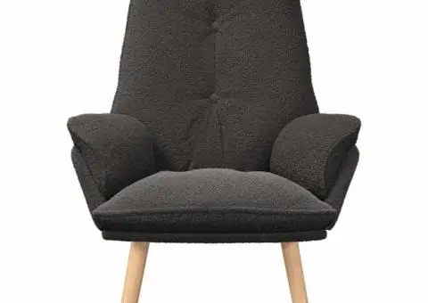 Fotoliu relaxant gri închis din țesătură asemănătoare lânii - 4/5