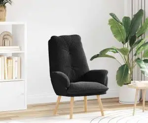 vidaXL fotoliul relaxant negru din material asemănător lânii
