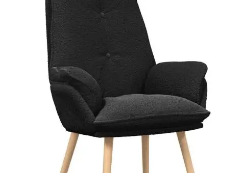 fotoliul relaxant negru din material asemănător lânii - 2/5