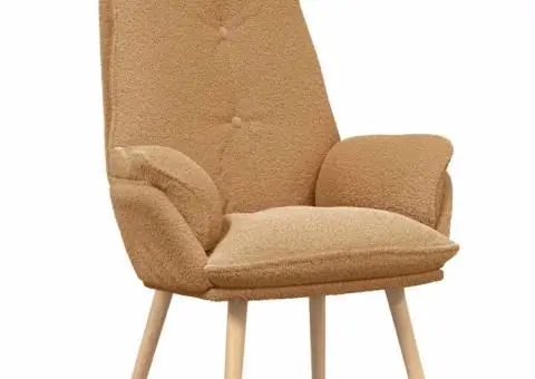 Fotoliu relaxant din țesătură bej asemănătoare lânii - 2/5