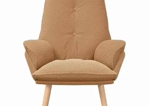 Fotoliu relaxant din țesătură bej asemănătoare lânii - 4/5