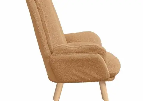 Fotoliu relaxant din țesătură bej asemănătoare lânii - 5/5