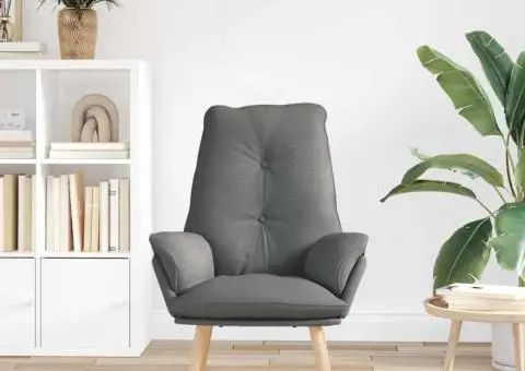 scaun de relaxare gri închis din țesătură - 3/5